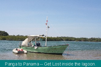 Panga Get Lost is anchored in the lagoon