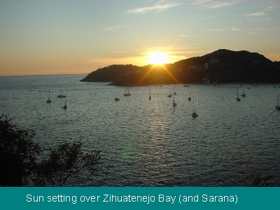 Sun setting in Zihuatenejo Bay